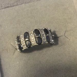 Astonishing black sapphire white Cz band Ring